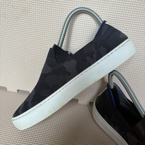 Rothy’s The Original Slip On Sneaker Women’s Size 7 Black Grey Camo Knit Comfort - Picture 5 of 9